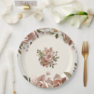 Staubrosa Florale Hochzeitspapierplatte Pappteller