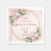 Staubrosa Florale Sweet 15-Feier Serviette (Vorderseite)