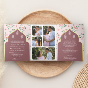 Staubrosa Florales Indisches Hochzeitsoutfit Dreifach Gefaltete Einladung