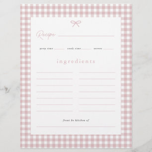 Staubrosa Gingham Baby Shower Rezeptkarte Flyer
