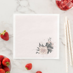 staubrosa graue tropische Blumen Hochzeit Serviette