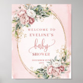 Staubrosa Grüner Willkommens-Babyshower-Tischschil Poster (Vorne)