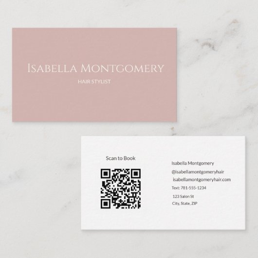Staubrosa Haarstylist QR-Code Geschäft Visitenkarte (Vorne/Hinten)