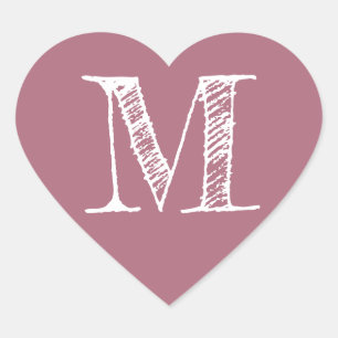 Staubrosa Herz Minimalistisches Monogramm Initiale Herz-Aufkleber