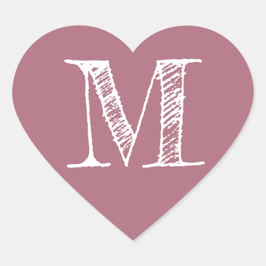 Staubrosa Herz Minimalistisches Monogramm Initiale Herz-Aufkleber (Vorderseite)