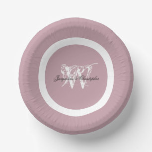 Staubrosa Hochzeit Weiße Monogramm Schwarze Namen Pappteller