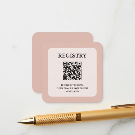 Staubrosa Hochzeitsgeschenkliste QR-Code Begleitkarte (Vorderseite/Rückseite Beispiel)