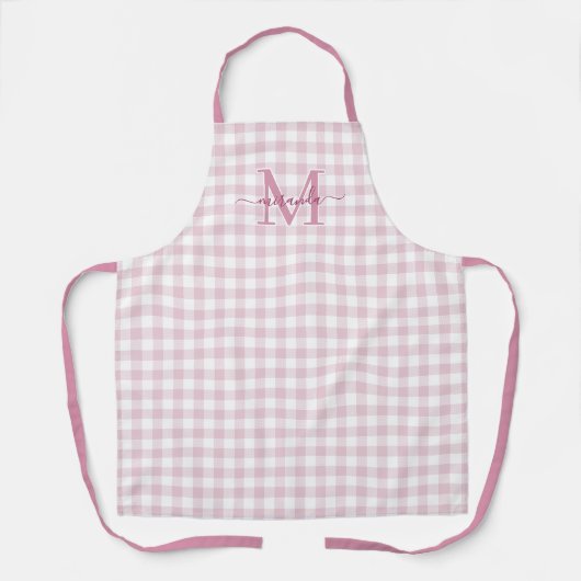 Staubrosa Karo-Schürze mit Monogramm und Namen Schürze (Vorderseite)