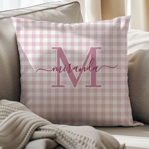 Staubrosa Karo-Wurfkissen mit Monogramm Kissen