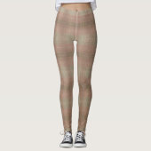 Staubrosa Khaki Texturiert Kariert Block Leggings (Vorderseite)