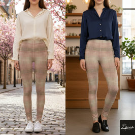 Staubrosa Khaki Texturiert Kariert Block Leggings