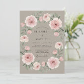 Staubrosa Kranz Hochzeit Einladung (Stehend Vorderseite)