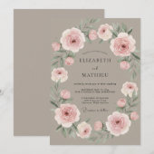 Staubrosa Kranz Hochzeit Einladung (Vorne/Hinten)