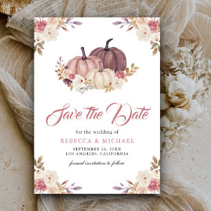 Staubrosa Kürbis Blumige Hochzeit Save The Date