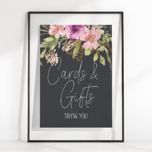 Staubrosa Lila Blumen Hochzeitskarte und Geschenke Poster