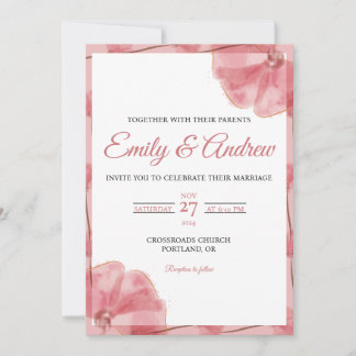 Staubrosa Mohn Boho Floral Aquarell Hochzeit Einladung