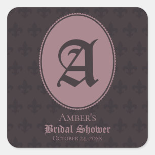 Staubrosa Monogramm Fleur-de-Lis Quadratischer Aufkleber