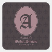 Staubrosa Monogramm Fleur-de-Lis Quadratischer Aufkleber (Vorderseite)