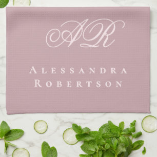 Staubrosa Pastellrosa Monogramm Name Minimalistisc Geschirrtuch