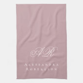 Staubrosa Pastellrosa Monogramm Name Minimalistisc Geschirrtuch (Vertikal)