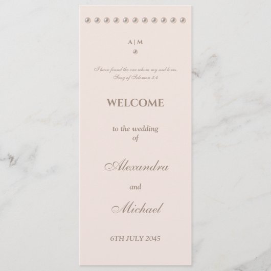 Staubrosa Perlene Christliche Hochzeitsprogramm Programm (Vorderseite)