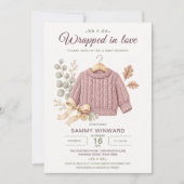 Staubrosa Pullover Herbst-Baby-Party Einladung (Vorderseite)
