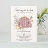 Staubrosa Pullover Herbst-Baby-Party Einladung (Stehend Vorderseite)