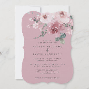 Staubrosa Rosen gebleichtes Mauve Hochzeit Einladung