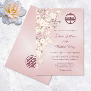 Staubrosa Rosen Gold FOLIE Chinesische Hochzeit Folieneinladung