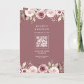 Staubrosa Rouge Florales Et-Zeichen QR-Code Hochze Einladung (Rückseite)