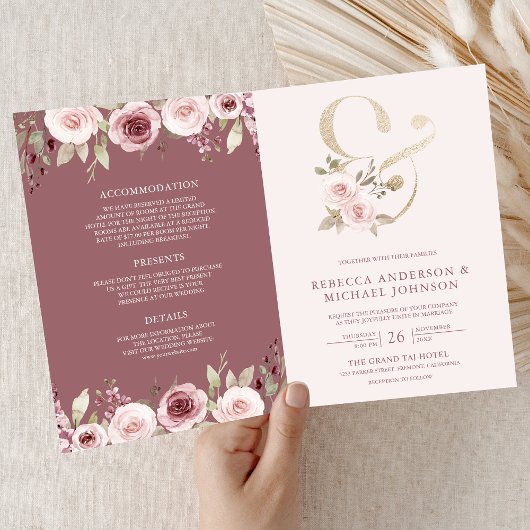 Staubrosa Rouge Florales Et-Zeichen QR-Code Hochze Einladung
