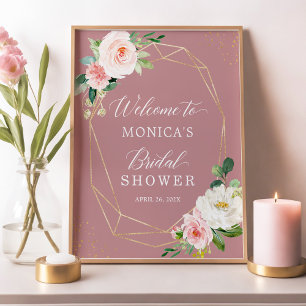 Staubrosa Rouge Florales Gold Hochzeitsdusche Schi Poster