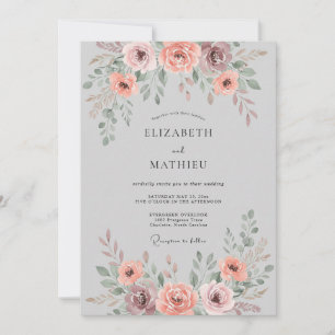 Staubrosa sanfte florale Hochzeit Einladung