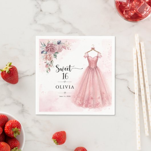 Staubrosa Sweet 16 Blumenkleid Servietten (Beispiel)