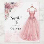 Staubrosa Sweet 16 Blumenkleid Weinetikett (Einzelnes Label)