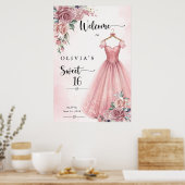Staubrosa Sweet 16 Blumenkleid Willkommensposter Poster (Küche)