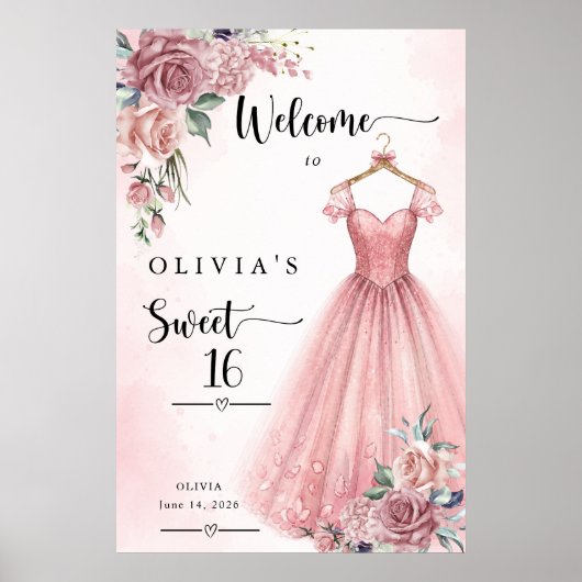 Staubrosa Sweet 16 Blumenkleid Willkommensposter Poster (Vorne)