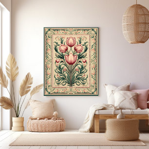 Staubrosa Tulpen-Mittelalter Smaragd-Schmuck Leinwanddruck