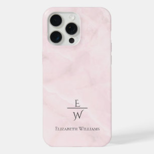 Staubrosa und weißer Marmorglitter personalisiert iPhone 15 Pro Max Hülle