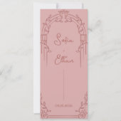 Staubrosa verziertes botanisches Hochzeitsprogramm Einladung (Vorderseite)