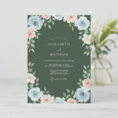 Staubrosa Wasserfarben-Hochzeit Einladung (Stehend Vorderseite)