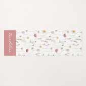 Staubrosa Wildblumen-Wasserfarben-Monogramm-Name Yogamatte (Rückseite (Horizontal))