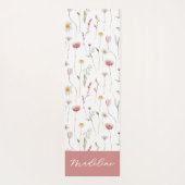 Staubrosa Wildblumen-Wasserfarben-Monogramm-Name Yogamatte (Rückseite)