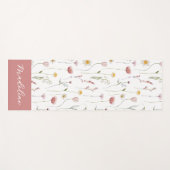 Staubrosa Wildblumen-Wasserfarben-Monogramm-Name Yogamatte (Vorderseite (Horizontal))