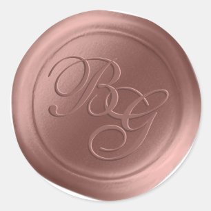 Staubrosafarbene Kalligrafie-Monogramm-Wachs-Siege Runder Aufkleber