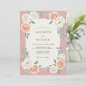 Staubrosafarbene Rosenhochzeit Einladung (Stehend Vorderseite)