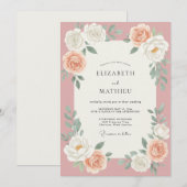 Staubrosafarbene Rosenhochzeit Einladung (Vorne/Hinten)