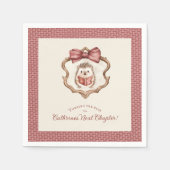 Staubrosafarbener Igel mit Schleife Babyshower Ser Serviette (Vorderseite)