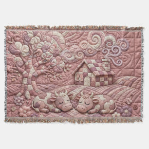 Staubrosafarbenes reizendes quiltartiges Kuh-Patch Decke