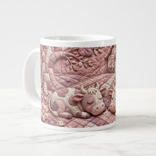 Staubrosafarbenes, reizvolles, quiltartiges Patchw Jumbo-Tasse